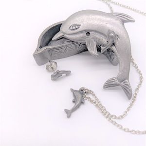 Dolphin Torino Pewter Vintage 3 in 1 Jewelry Set!